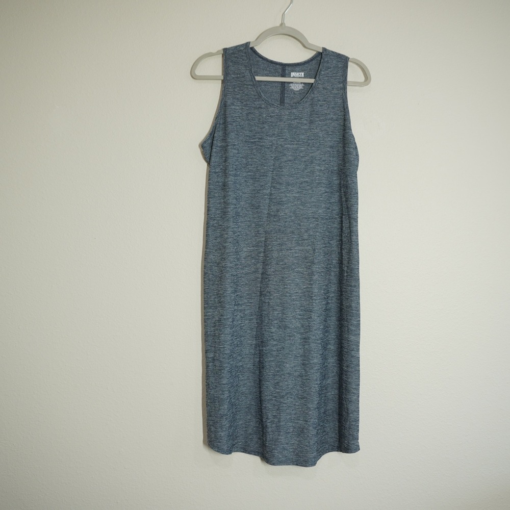 Duluth Trading Co Women's Medium Blue Space Dye Heathered Sleeveless Shift Dress